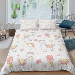 Alpaca Pattern Print  Bedding Set Bed Sheets Spread Comforter Duvet Cover Bedding Sets