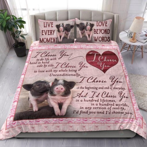 Pig Couple I Choose You Bedding Set Bed Sheets Spread Comforter Duvet Cover Bedding Sets