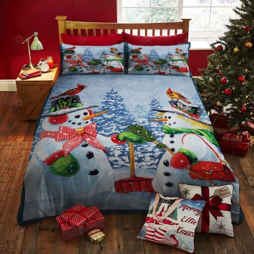 Snowman Christmas Bed Sheets Duvet Cover Bedding Sets