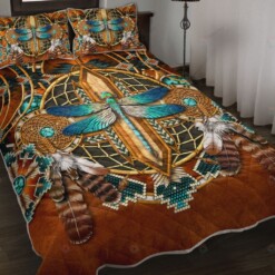 Dragonfly Native American Leather Quilt Bedding Set