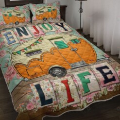 Camping Van Enjoy Life Quilt Bedding Set