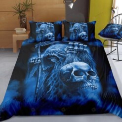 Skull Cotton Bed Sheets Spread Comforter Duvet Cover Bedding Sets