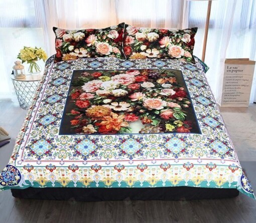 Oil Painting Flower Bed Sheets Spread Duvet Cover Bedding Sets