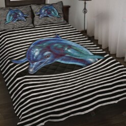 Dolphin Streaky Style Quilt Bedding Set