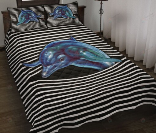 Dolphin Streaky Style Quilt Bedding Set
