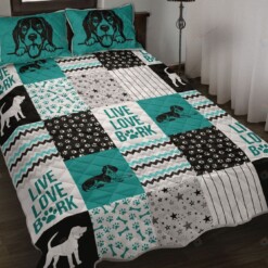 Beagle Live Love Bark Quilt Bedding Set Cotton Bed Sheets Spread Comforter Duvet Cover Bedding Sets