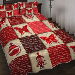 Butterfly Christmas Quilt Bedding Set