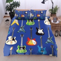 Guitar Blue Bedding Set Bed Sheets Spread Comforter Duvet Cover Bedding Sets