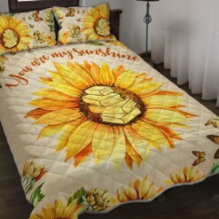 Book Sunflower Butterfly Watercolor Quilt Bedding Set