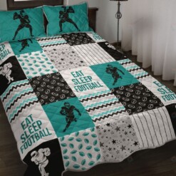 Football Shape Pattern Quilt Bedding Set