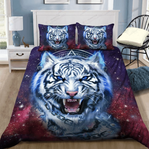 Galaxy White Tiger Bedding Set Cotton Bed Sheets Spread Comforter Duvet Cover Bedding Sets