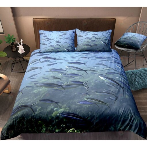 Sea Fishes Bedding Set Cotton Bed Sheets Spread Comforter Duvet Cover Bedding Sets