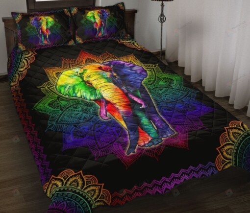 Elephant Colorful Mandala Quilt Bedding Set