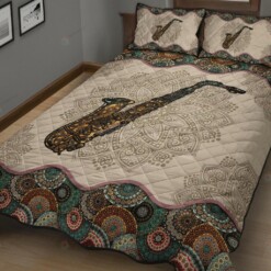 Saxophone Mandala Quilt Bedding Set Bed Sheets Spread Comforter Duvet Cover Bedding Sets