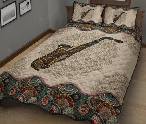 Saxophone Mandala Quilt Bedding Set Bed Sheets Spread Comforter Duvet Cover Bedding Sets