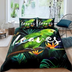 Parrot Tropical Leaves Bedding Set Bed Sheets Spread Comforter Duvet Cover Bedding Sets