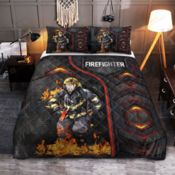 Firefighter Carbon Pattern Quilt Bedding Set