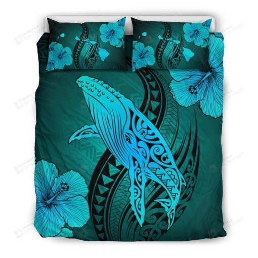 Alohawaii Bedding Set Whale Swim Poly Cotton Bed Sheets Spread Comforter Duvet Cover Bedding Sets