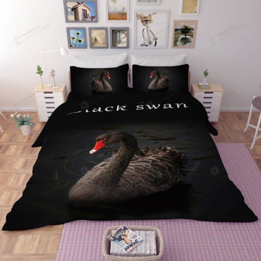 Black Swan  Bed Sheets Spread Comforter Duvet Cover Bedding Sets
