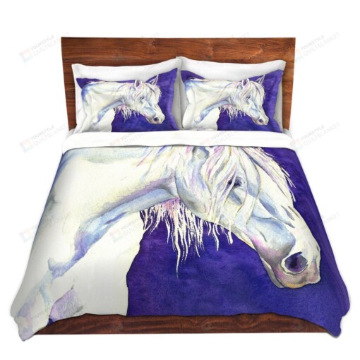 White Horse Bedding Set Bed Sheets Spread Comforter Duvet Cover Bedding Sets
