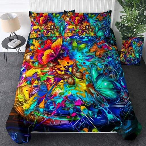 Abstract Butterfly Colorful Bed Sheets Duvet Cover Bedding Sets