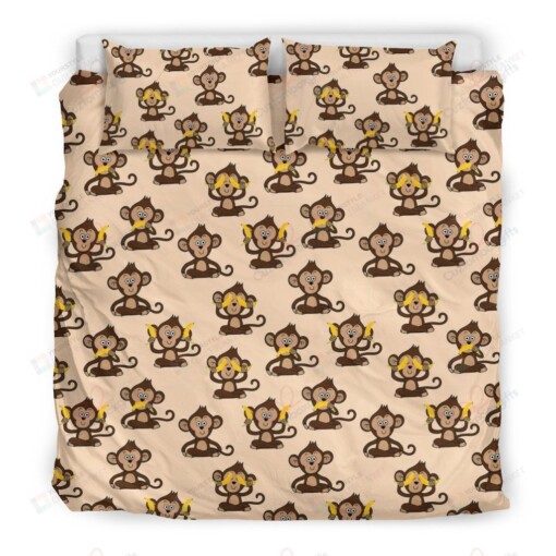 Banana Monkey Bedding Set Bed Sheets Spread Comforter Duvet Cover Bedding Sets
