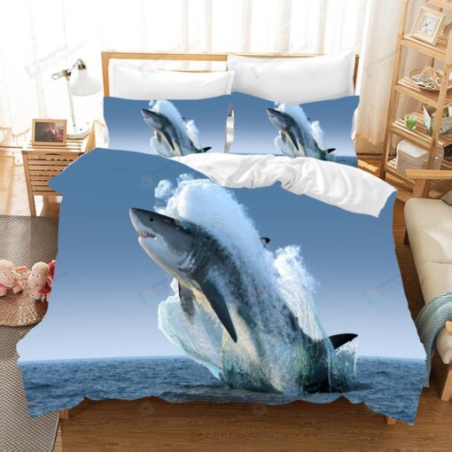 3D Blue Sea Shark Quilt Cover Set Bedding Set Pillowcases Bed Sheets Bedspread Duvet Cover Bedding Set