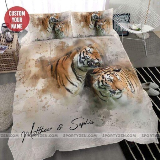 Tiger Personalized Custom Name Duvet Cover Bedding Set