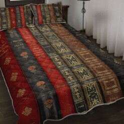 Book Antique Spines Quilt Bedding Set