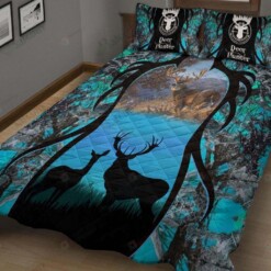 Deer Couple Beside Lake Quilt Bedding Set