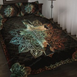 Faith Cross Mandala Quilt Bedding Set