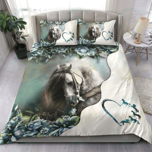 Horse And Flower Bedding Set Bed Sheet Spread Comforter Duvet Cover Bedding Sets