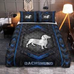 Dachshund Carbon Pattern Quilt Bedding Set