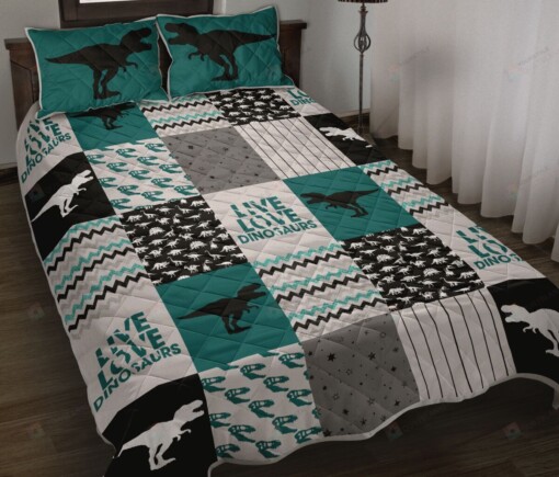 Live Love Dinosaur Quilt Bedding Set