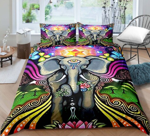 Elephant Art Pattern Bed Sheets Duvet Cover Bedding Sets