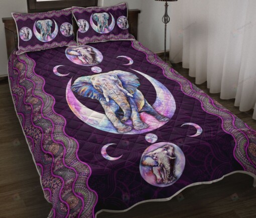 Elephant And Moon Quilt Bedding Set