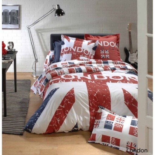 London Cotton Bed Sheets Spread Comforter Duvet Cover Bedding Sets