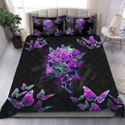 Butterfly Love Skull Quilt Bedding Set