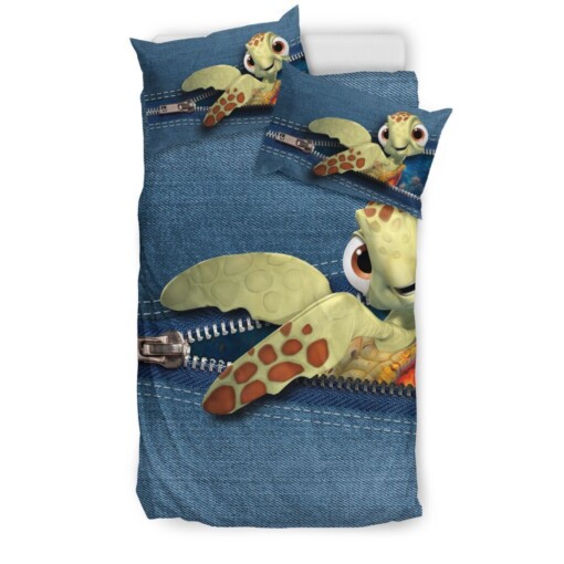 Turtle And Zipper Jean Bedding Set Cotton Bed Sheets Spread Comforter Duvet Cover Bedding Sets