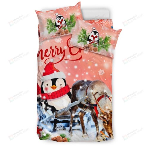 Penguin Merry Christmas Bedding Set Cotton Bed Sheets Spread Comforter Duvet Cover Bedding Sets