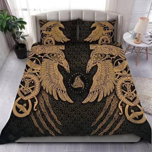 Viking Muninn Tattoo Quilt Bedding Set