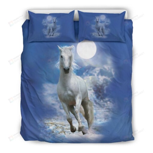 White Horse Running Bedding Set Bed Sheets Spread Comforter Duvet Cover Bedding Sets