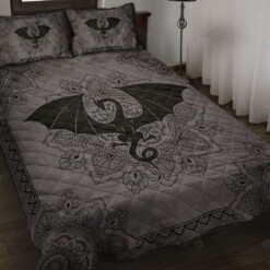 Dragon mandala Grey Quilt Bedding Set