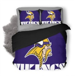 Nfl Minnesota Vikings Logo Duvet Cover Bedding Set Quilt Bed