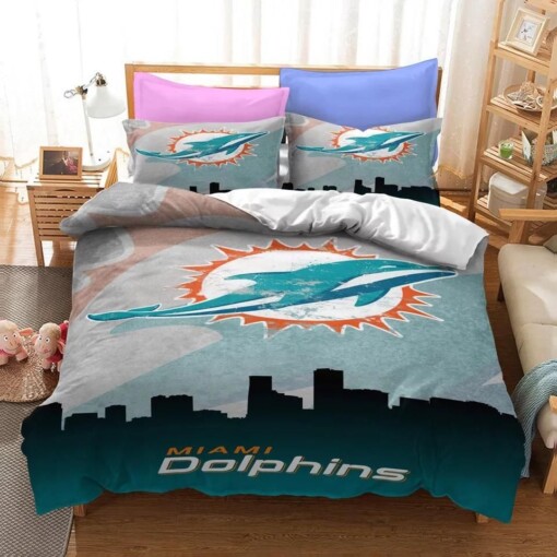 Miami Dolphins Nfl 26 Duvet Cover Pillowcase Bedding Sets Home