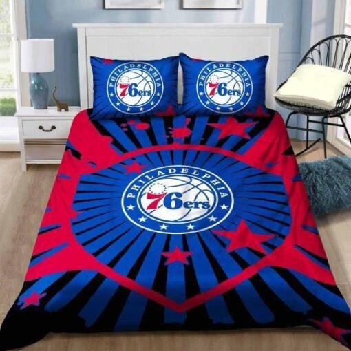 3d Nba Philadelphia 76ers Basketball Logo Bedding Set 1 Duvet