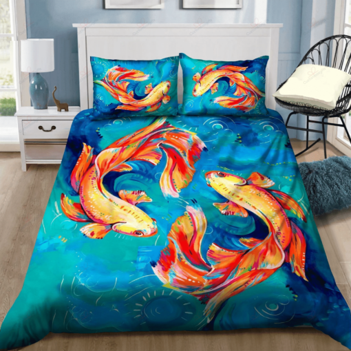 Beautiful Koi Color Printed Bedding Set Bedding Sets Duvet Cover