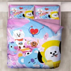 Bts Bt21 Tata Cooky Bangtan Boys 9 Duvet Cover Pillowcase