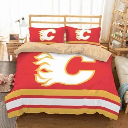 Calgary Flames National Hockey League 1 Duvet Cover Pillowcase Bedding