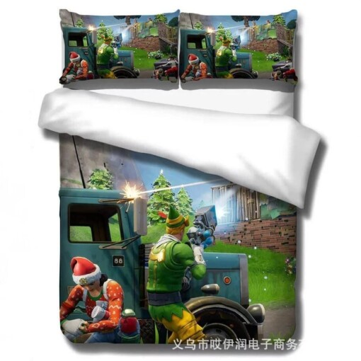 Fortnite Codename Elf Christmas 13 Duvet Cover Pillowcase Bedding Set